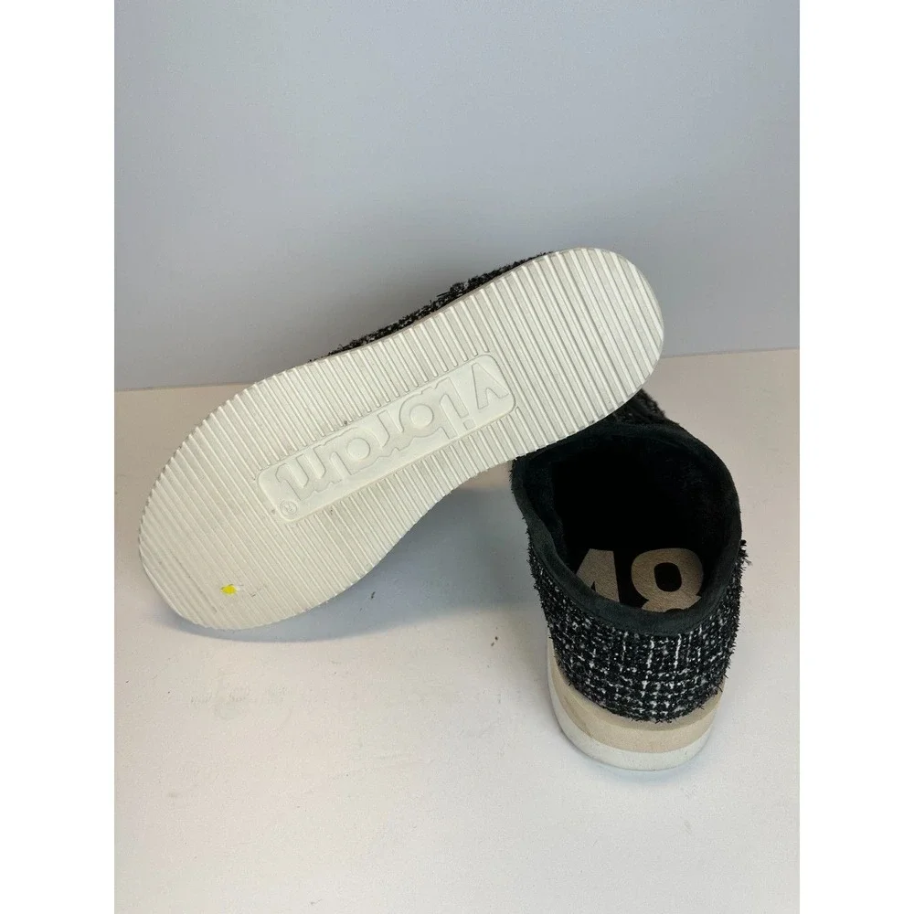 P448 S22 Palermo Women Size 39 Black White Tweed Vibram Sole Loafer